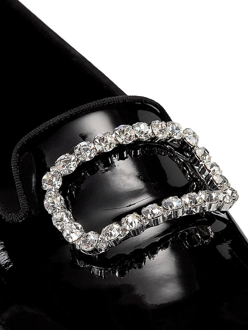 Mariocc Crystal Buckle Patent Leather Loafers