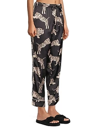 Sierra 2-Piece Tiger-Print Satin Pajama Set