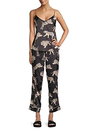 Sierra 2-Piece Tiger-Print Satin Pajama Set