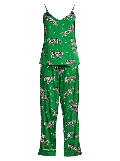 Taavi 2-Piece Zebra-Print Satin Camisole Pajama Set