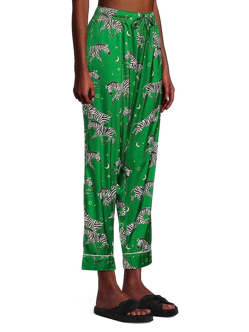 Taavi 2-Piece Zebra-Print Satin Camisole Pajama Set