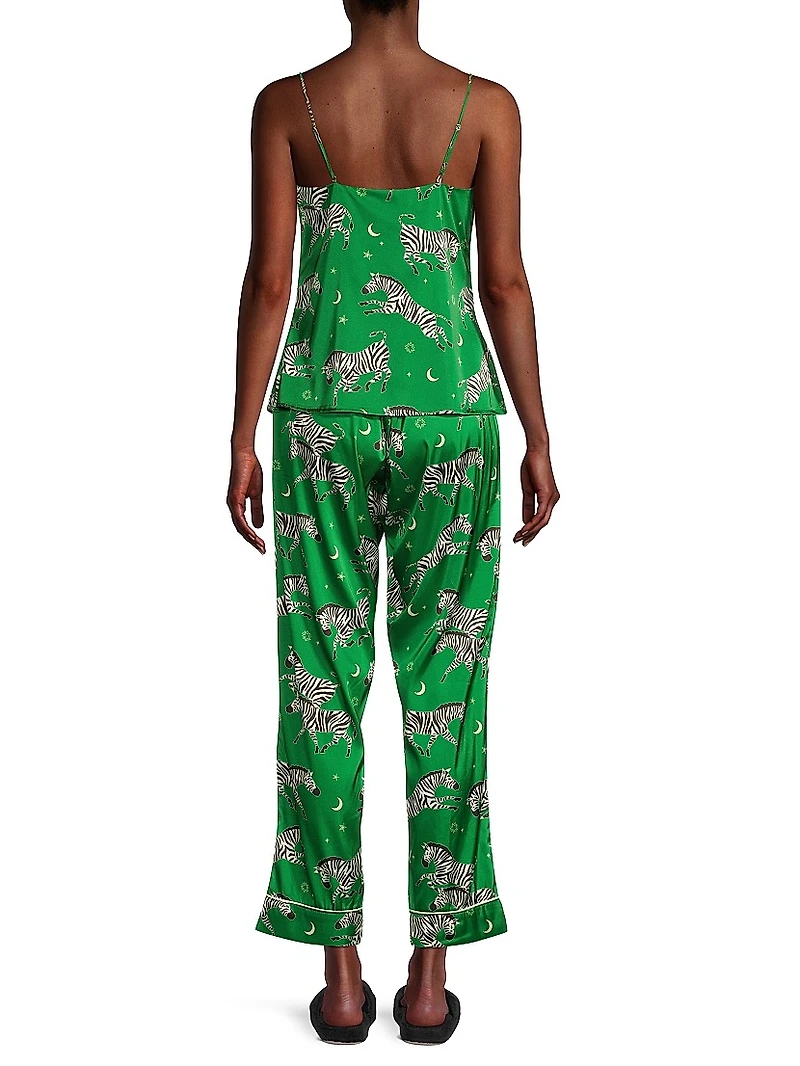 Taavi 2-Piece Zebra-Print Satin Camisole Pajama Set