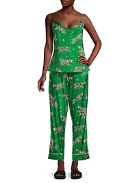 Taavi 2-Piece Zebra-Print Satin Camisole Pajama Set