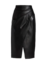 Gathered Vegan Leather Skirt