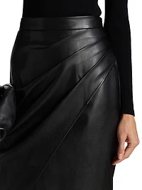 Gathered Vegan Leather Skirt