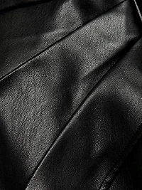 Gathered Vegan Leather Skirt