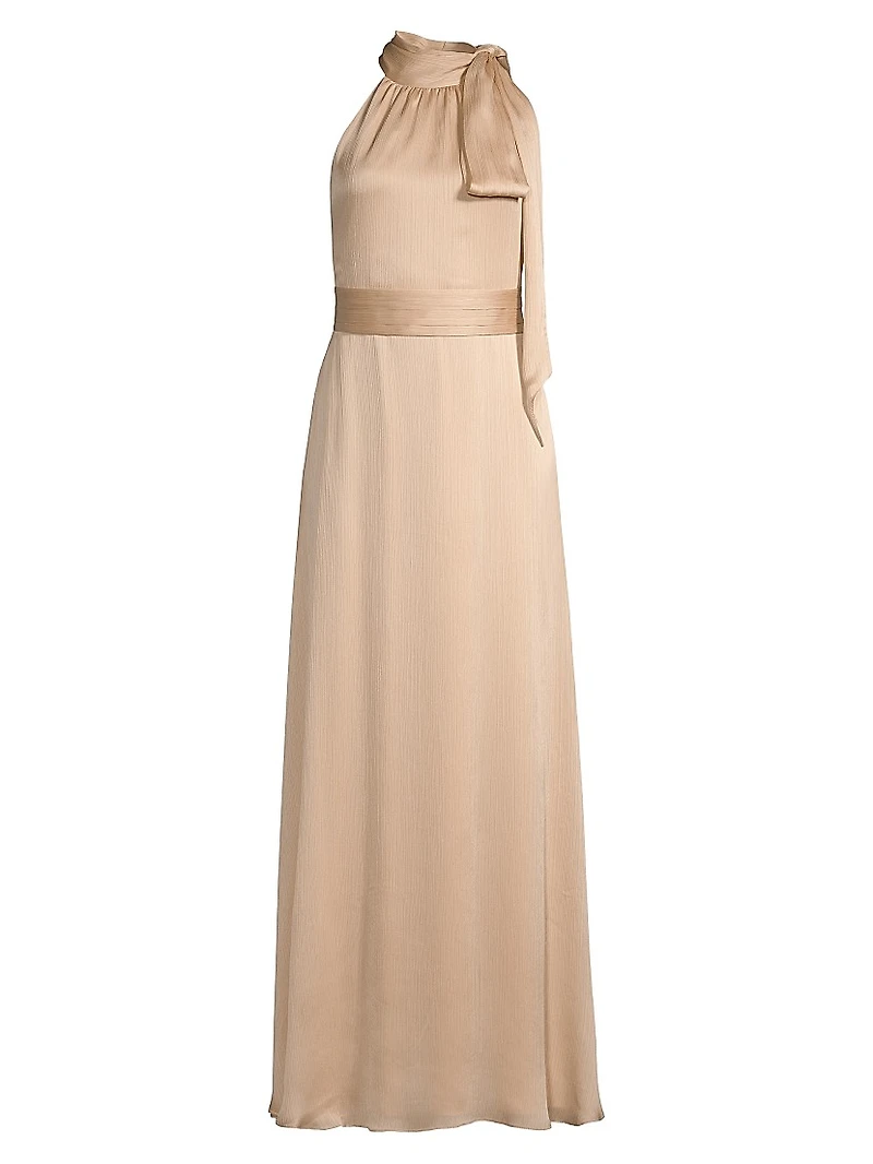 Kayla Tie Halterneck Satin Gown