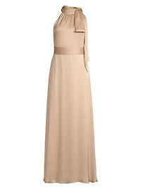 Kayla Tie Halterneck Satin Gown