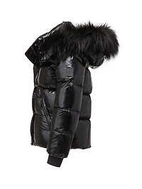 Little Girl's & Elsa Faux Fur-Trimmed Metallic Jacket
