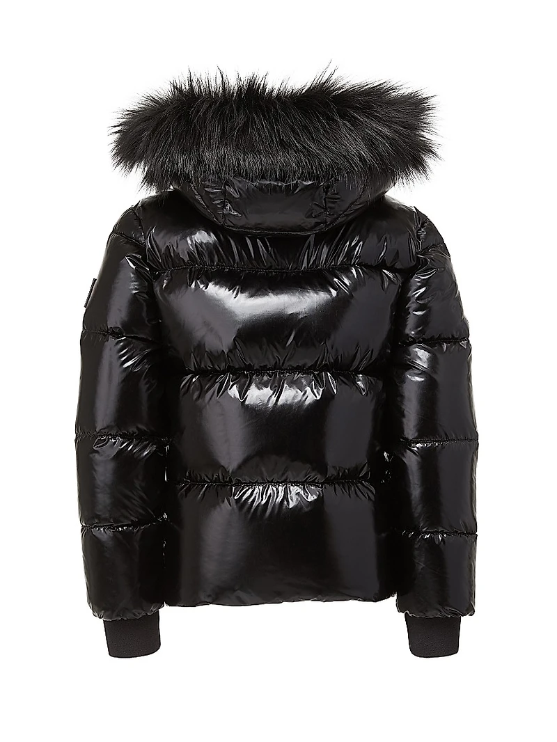 Little Girl's & Elsa Faux Fur-Trimmed Metallic Jacket