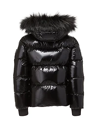 Little Girl's & Elsa Faux Fur-Trimmed Metallic Jacket