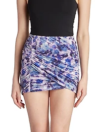 Guilayo Floral-Print Velvet Miniskirt