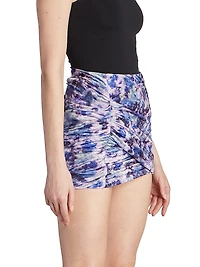 Guilayo Floral-Print Velvet Miniskirt