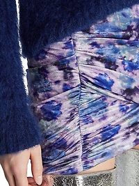 Guilayo Floral-Print Velvet Miniskirt