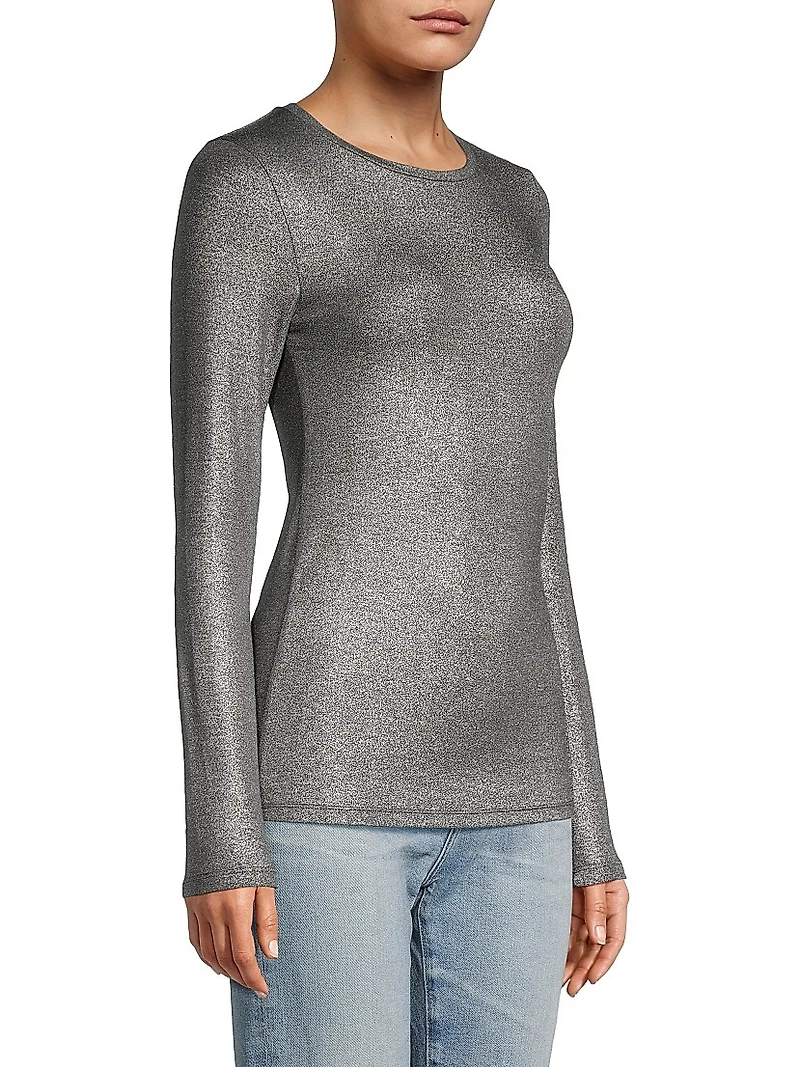 Soft Touch Metallic Crewneck Top