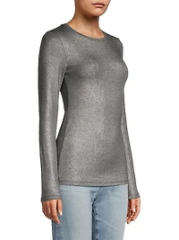 Soft Touch Metallic Crewneck Top