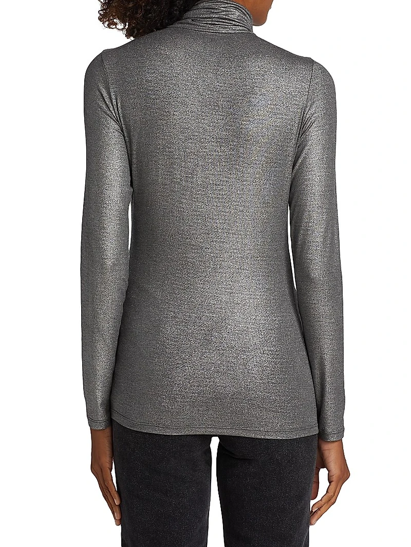 Soft Touch Metallic Turtleneck Top