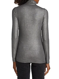 Soft Touch Metallic Turtleneck Top