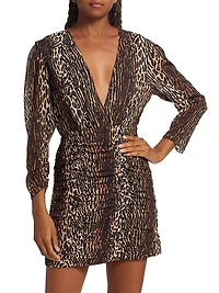 Golden Leopard Stretch-Silk Minidress