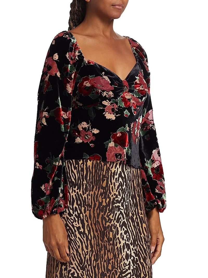 Bridgette Floral Velvet Blouse
