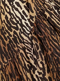 Leandra Leopard Silk Midi-Skirt