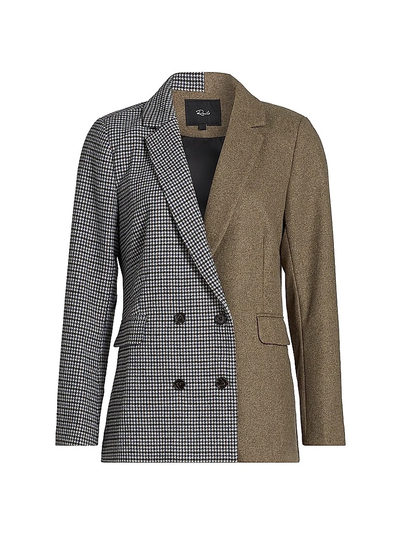 Cody Print-Mixed Double-Breasted Blazer