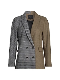 Cody Print-Mixed Double-Breasted Blazer