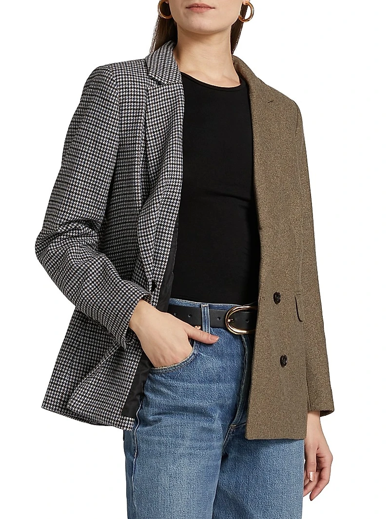 Cody Print-Mixed Double-Breasted Blazer