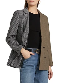 Cody Print-Mixed Double-Breasted Blazer