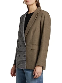 Cody Print-Mixed Double-Breasted Blazer