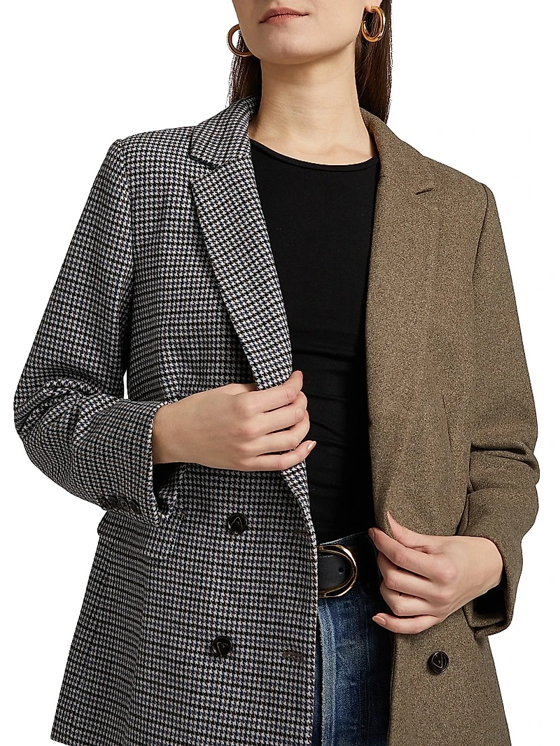 Cody Print-Mixed Double-Breasted Blazer