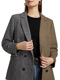 Cody Print-Mixed Double-Breasted Blazer