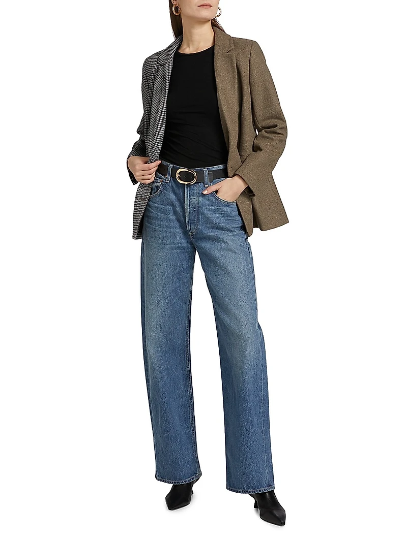 Cody Print-Mixed Double-Breasted Blazer