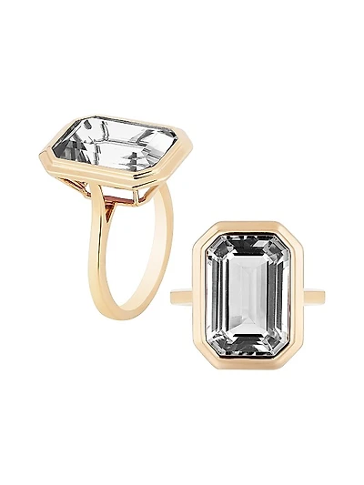 Manhattan 18K Yellow Gold & Rock Crystal Ring