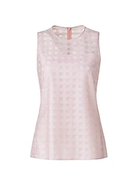 Sleeveless Grid Tulle Blouse