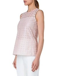 Sleeveless Grid Tulle Blouse