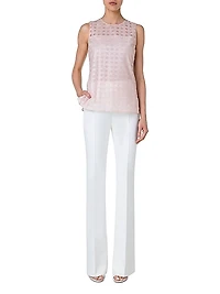 Sleeveless Grid Tulle Blouse