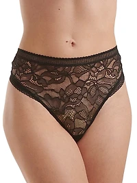 High-Rise Floral Lace Thong