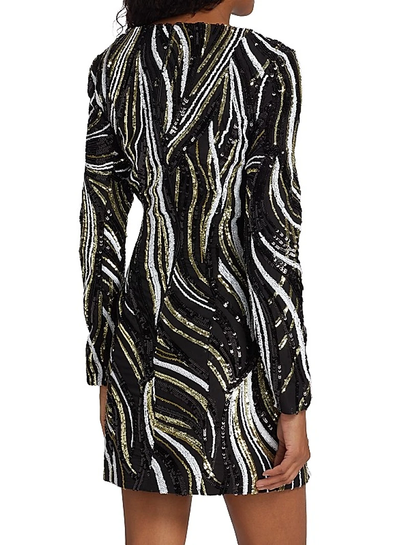 Wide Neck Embellished Mini Dress