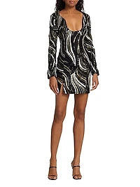 Wide Neck Embellished Mini Dress