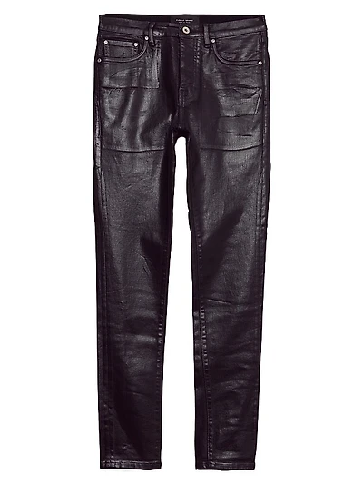 Faux Leather Slim-Fit Jeans