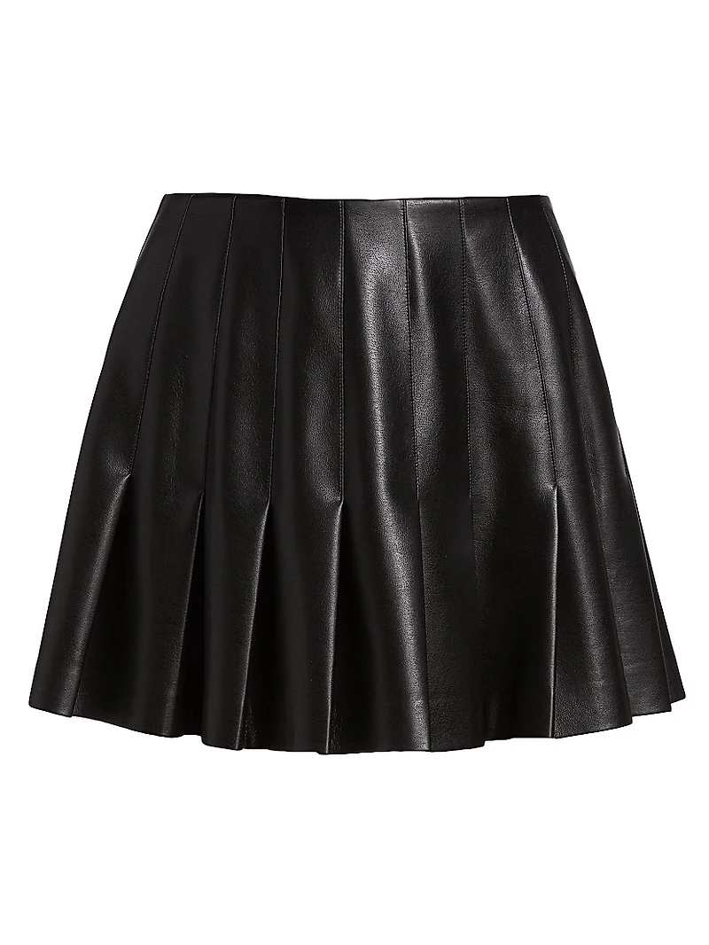 Carter Vegan Leather Pleated Miniskirt