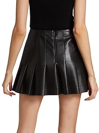 Carter Vegan Leather Pleated Miniskirt