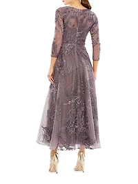 Embellished Faux-Wrap Dress