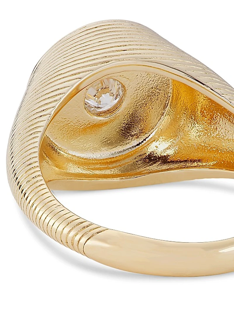 Fluted Signet 14K Gold & Diamond Ring