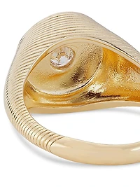 Fluted Signet 14K Gold & Diamond Ring