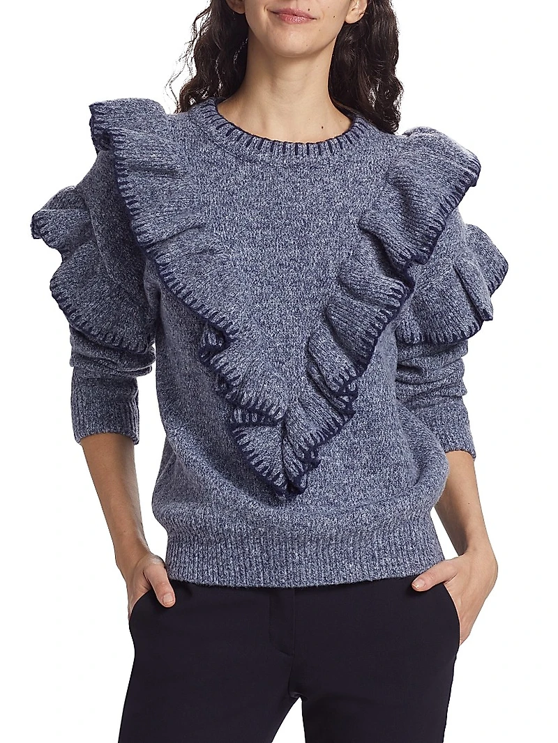 Rene Ruffle-Trim Sweater
