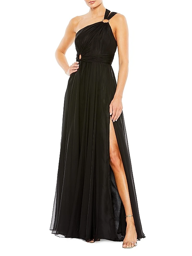 Ieena Strappy One-Shoulder Gown