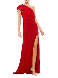 Ieena One-Shoulder Jersey Gown