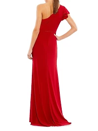 Ieena One-Shoulder Jersey Gown